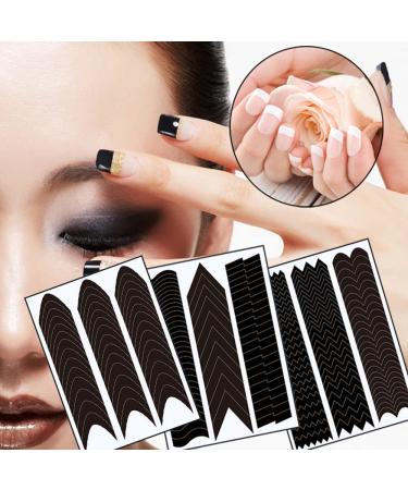 French Manicure Nail Art Stickers Decals - 3D Self-Adhesive V Shape Design Stencils for Designer Nail Decoration - DIY Nail Tool Guides (6 Sheets) - Buy Online on GoSupps.com