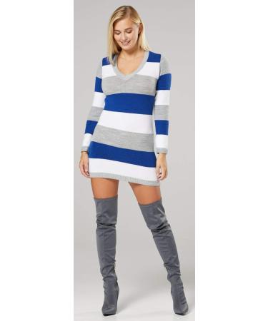 Zeta Ville Maternity Stripes Knit Jumper Dress Tunic Top V-Neck - Royal Blue - Size 8-10 - Buy Online on GoSupps.com