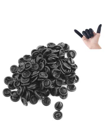 Lind Kitchen 150pcs Disposable Latex Finger Cots Protective Fingertips Gloves Rubber Industrial Fingerstall Sleeves 65mmx25mm (Black) Black 65x25mm