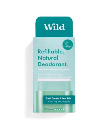 Wild - Natural Refillable Deodorant - Vegan & Eco-Friendly - Aluminum Free - Long Lasting Protection - Natural Ingredients - Starter Kit - Aqua Case Fresh Cotton & Sea Salt Refill - 1.4oz Fresh Cotton & Sea Salt 1.41 Ounce (Pack of 1) - Buy Online on GoSupps.com