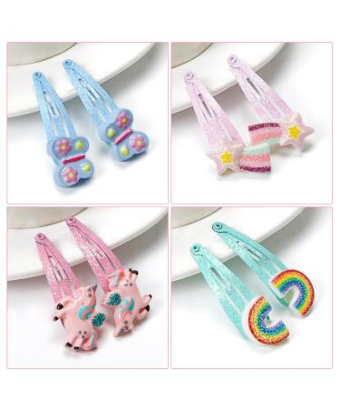 12 Adorable Unicorn Hair Clips for Girls - Glitter Cartoon Hair Accessories - Perfect Birthday Gift - Buy Online on GoSupps.com