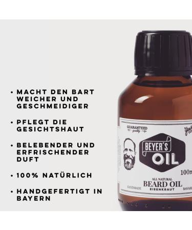 Beyers Oil Verbena XXL Beard Oil 100ml | 100% Natural Beard Care with Organic Jojoba Oil - Nourish Skin & Soften Beard - Buy Online on GoSupps.com