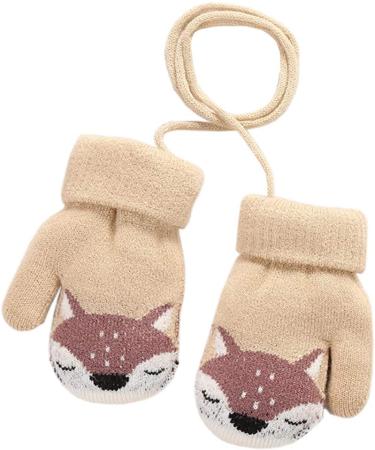 iEasey Cute Baby Winter Knitted Mittens | Fox Fleece Lined Gloves for 0-3 Years | Kids Thermal Ski Snow Hand Warmer | Xmas Gift (Brown/Light Brown) - Buy Online on GoSupps.com