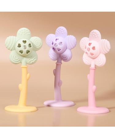 KIAANS Baby Teething Toys | BPA Free Silicone Flower Teether Rattle | Mint Sensory Teether for Babies - Safe & Soft - Buy Online on GoSupps.com