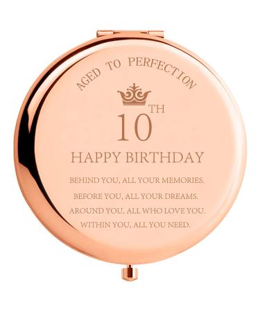SFHMTL 10th Birthday Gifts for Girls-Behind You All Your Memories Before You All Your Dreams Birthday Gifts for 10 Year Old Girl Daughter Granddaughter Niece Stainless Steel Compact Mirror(Rose Gold)