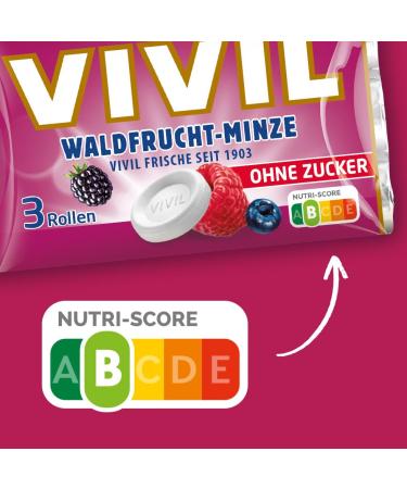Vivil Roll Forest Fruit Mint - Sugar-Free & Vegan Fruity Pastilles - 3 Pack (3x28g) - Buy Online on GoSupps.com