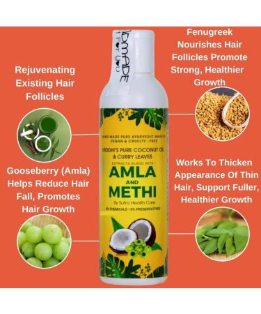  QURA QURA Amla Hair Oil with Methi (fenugreek) and curry leaves to reduce hair loss and rejuvenate hair follicles - Ayurvedic hair growth preservative-free and chemical-free - 100 ml - Buy Online on GoSupps.com