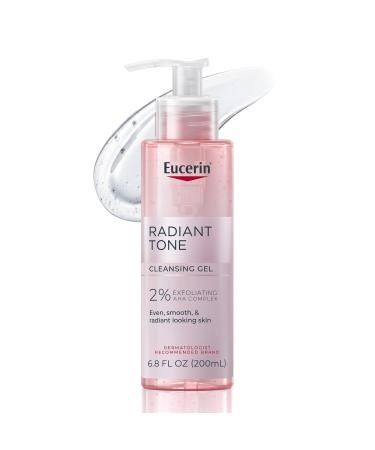 Eucerin Radiant Tone Face Cleanser Gel with 2% Exfoliating AHA Complex Gentle Face Wash Improves Skin Clarity and Boosts Radiance All Skin Types 6.8 Fl Oz Bottle