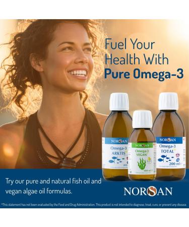 NORSAN Omega-3 Total Liquid Fish Oil High-Dose 2000mg Omega-3 per Serving | Supports Heart Brain & Vision* | Friend of The Sea Certified | 6.8 fl oz Bottle (200ml) Unflavored - Buy Online on GoSupps.com
