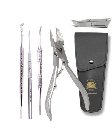 Professional Toe Nail Clippers Black File Ingrown Toenail Tools for Thick Nails
