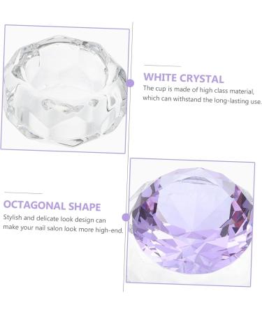 Beavorty nail art crystal cup acrylic nail glassware powder dappen dish bowl nail glass cup glass nail acrylic terrarium Nail Art Cleaning Tool with cover purple equipment White crystal - Buy Online on GoSupps.com