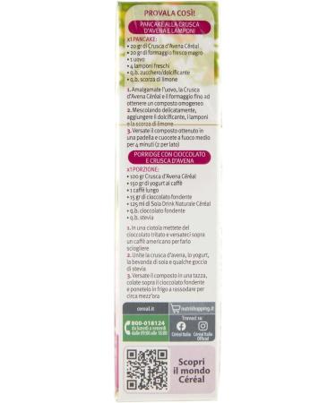  C r al Crusca d'Avena Cereal Source of protein High in fiber Ideal for breakfast and for making pancakes Promotes intestinal well-being Resealable format 360g - Buy Online on GoSupps.com