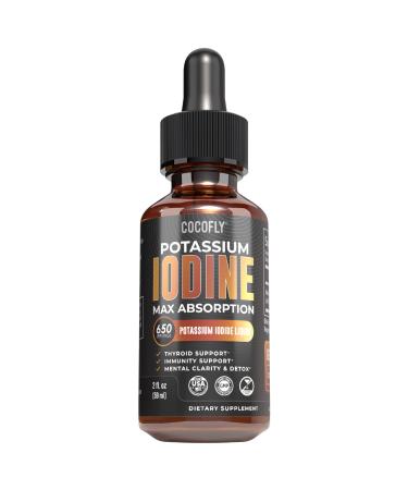 Premium Potassium Iodide Liquid Supplement - High Potency Nascent Iodine Drops 650 Servings Alcohol Free Thyroid Support Immunity & Metabolism Increased Energy Cleanse and Detox Women & Men