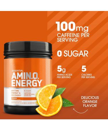 ON Essential Amino Energy | Amino Acid & Energy Formula | 5 Grams of Amino Acids 100 mg of Naturally Sourced Caffeine 5 Calories Sugar Free | 65 Servings (Orange) Orange 65 Servings (Pack of 1) - Buy Online on GoSupps.com