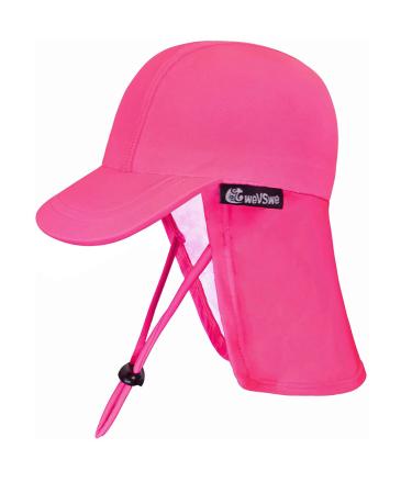 weVSwe Baby Toddler Sun Hat UPF 50+ Swim Cap Flap Neck Protection Adjustable Chin Straps UV Sun Protection Hats Pink 12-24 Months