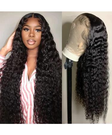 HD Lace Front Wig Human Hair Deep Wave Wigs For Black Women 180% Density 13x4 Water Curly Lace Frontal Wigs Glueless Human Hair Pre plucked with Baby Hair Brazilian Wet n Wavy Lace Closure Wig 28inch 28 Inch Deep wave la...