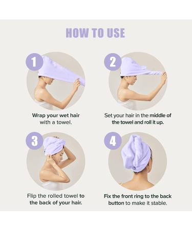 Ultra Absorbent Hair Drying Towel Turban 2 Pack - Purple, 10 X 26 - Quick Dry Wrap for Curly Long Thick Hair - Buy Online on GoSupps.com