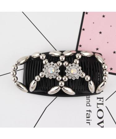 Kytpyi Magic Elastic Beaded Hair Comb Slides - 2 PCS Double Sided Clips for Women & Girls | DIY Hair Styling Accessories for Daily Life - Buy Online on GoSupps.com