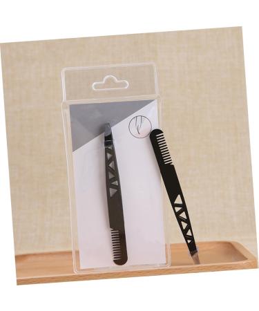 Healeeved Eyebrow Tweezers Set - 6 Dual Use Makeup Tools & Accessories for Perfect Brows | 3 Black Tweezers 10x1cm - Buy Online on GoSupps.com