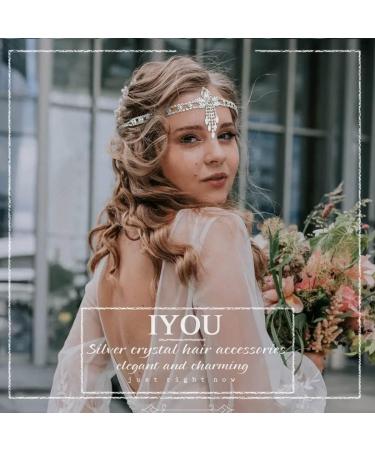 IYOU Boho Rhinestone Headband Silver Crystal Head Chain Vintage Bridal Headpiece Hair Jewelry for Women Gatsby Party - Buy Online on GoSupps.com