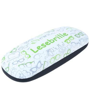 Stylish glasses case BRILLE with metal hinge and non-slip cover with practical motif - reading glasses