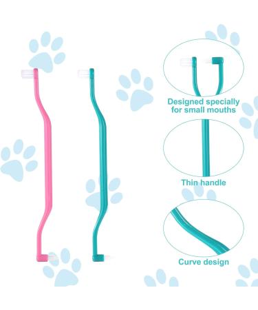 Wheeleroa Cat Toothbrush Set - 2 Double-Sided Brushes for Deep Cleaning Kittens & Cats | Microba Head & Curved Handle | Green & Pink Accessories - Buy Online on GoSupps.com