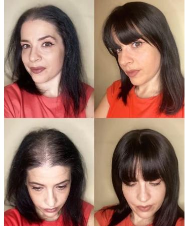 Bismanhair Women's Real Human Hair Toupee 12 with Bangs - Medium Yellowish Brown - Buy Online on GoSupps.com