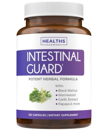 Intestinal Guard (Non-GMO) Maintain Intestinal Health - Potent Natural Formula with Wormwood Black Walnut Goldenseal Pau D'Arco Clove Garlic More - All In One Supplement -120 Capsules (No Pills) 120 Count (Pack of 1)