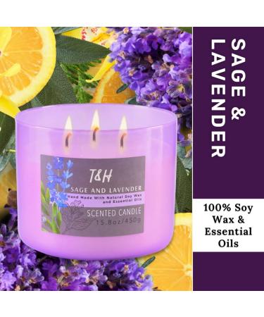Sage Lavender Scented Candle | 3 Wick 16 Oz Aromatherapy Candle for Home | White Sage Cleansing Candle | Relaxing Soy Wax Candle - Buy Online on GoSupps.com
