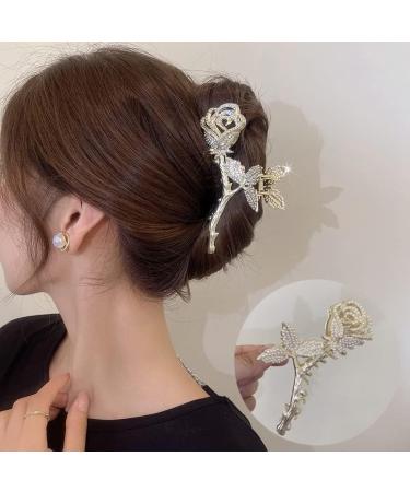 Gold And Silver Roses Pearl Rhinestone Hairpin Ladies Alloy Shark Clip Female Hair Accessories TS5181-2 (Color : TS5181 2) (Color : TS5181 9) (Color : TS5181 6) - Buy Online on GoSupps.com
