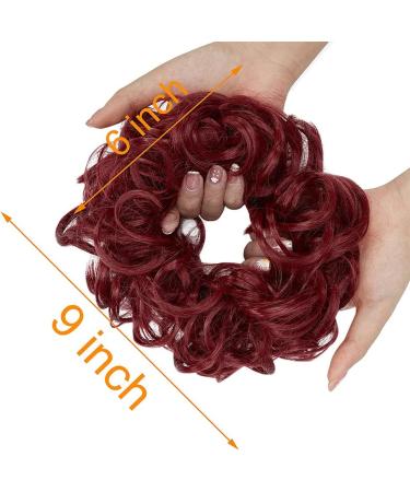 Dark Red Messy Bun Hair Piece Set for Women - Thick Updo Scrunchies Ponytail Hair Extension Accessories (2 PCS) - Buy Online on GoSupps.com
