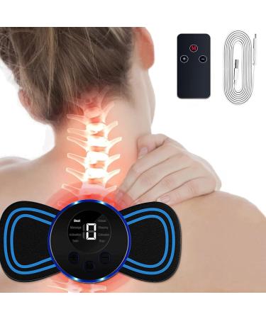 Portable electrical neck massager 8 modes and 19 intensities USB Mini cervical massage device with digital display and remote control for relieving muscle pain in the body blue