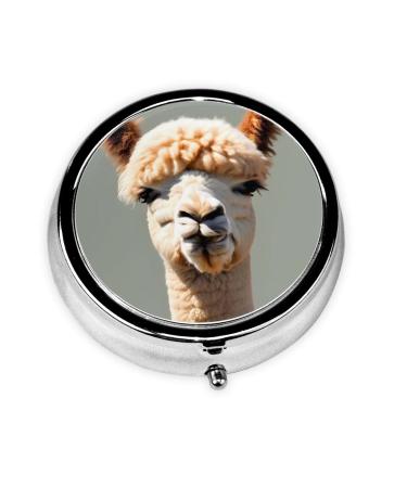 Alpaca Avatarround Pill Box 3 Compartment Round Pill Box Organizer Portable Travel Pill Box for Traveling.