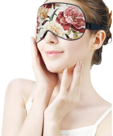 LynaRei Watercolor Rose Sleep Mask - White Red Flower Blindfold for Full Night's Sleep, Travel, and Nap - Buy Online on GoSupps.com