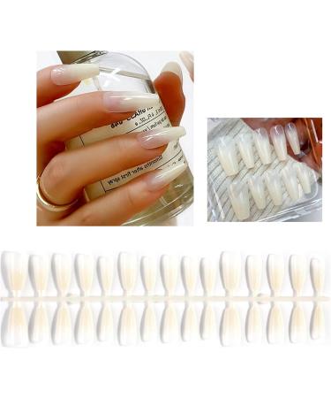 FEIlei 30Pcs Long Press on Nails Coffin French Fake Nails Tip Gradient Acrylic Nails Glossy False Nails for Women Girls - Buy Online on GoSupps.com