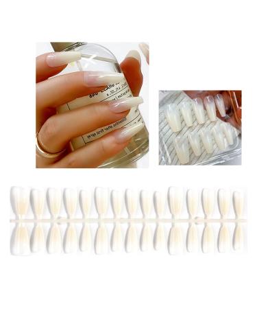 FEIlei 30Pcs Long Press on Nails Coffin French Fake Nails Tip Gradient Acrylic Nails Glossy False Nails for Women Girls