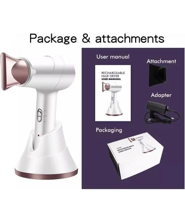 Portable Cordless Blow Hair Dryer 2 Files 300W Rechargeable Blow Dryer w/Hot & Cold Wind & Quick Charging Base for Art Painting Home Outdoor Travel Tool - Buy Online on GoSupps.com