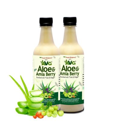 AVG Health Organics Aloe & Amla Berry Aloevera & Amla Juice with Ashwagandha Immunity Booster Natural Detox Sugar Free 500ML | Pack of 2
