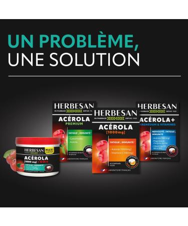 HERBESAN -ACEROLA 1000 + GOJI-Haute concentration en Vitamine C-R duction de la fatigue- Ac rola naturelle - 90 comprim s croquer 271 g (Lot de 1) - Buy Online on GoSupps.com