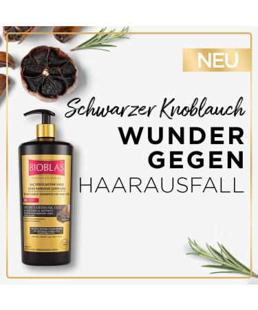 BIOBLAS Bioblas Pack of 2 Black Garlic Shampoos 1000 ml Anti-hair loss for men and women odorless dermatologically tested (2 x 1000 ml) - Buy Online on GoSupps.com