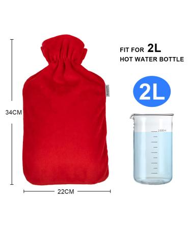 Hot Water Bottle Cover 2 Pack - Fluffy Coral Fleece for 2L Bottles in Grey & Red - Anstore - Buy Online on GoSupps.com