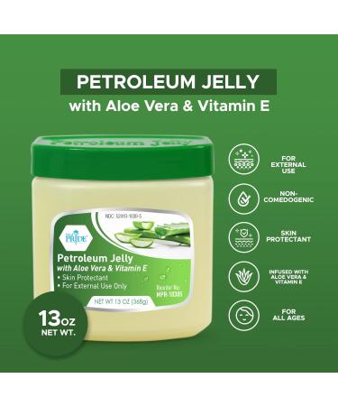 Med Pride Petroleum Jelly with Aloe Vera & Vitamin E - 13oz Skin Protectant for Dry Skin Rashes Burns & Chapped Lips - Powerful Moisturizer for Diaper Rash & Chaffed Skin - Buy Online on GoSupps.com