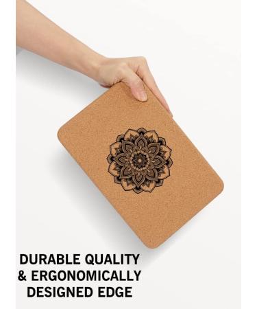 Aozora Cork Yoga Block 2 Pack and Yoga Strap Set - Sustainable & Eco-Friendly - Natural Cork for Support, Balance & Comfort - Mandala Design - 9*6*4 - Buy Online on GoSupps.com