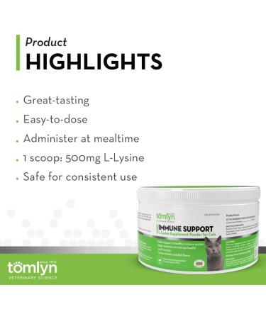 Tomlyn Immune Support L-Lysine Supplement Powder for Cats 100g 100 g (Pack of 1) - Buy Online on GoSupps.com