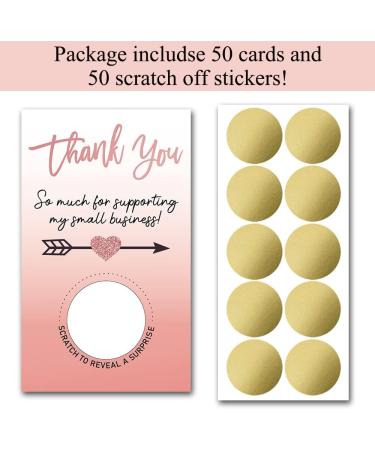 Haizct 50 Pack Thank You Blank Gift Certificate Scratch Off Cards for Small Business Spa Beauty Makeup Hair Salon Bridal Shower Baby Shower Country Wedding (Thank You CardD) Gold-GK089 - Buy Online on GoSupps.com
