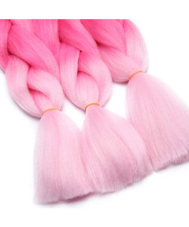 Tess Braids Extensions Ombre 60 cm - 3 Pack Jumbo Kanecalon Hair for Box Braids - 100g Pink Ombre Hair Extensions - Buy Online on GoSupps.com
