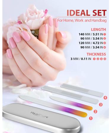 4PC Glass Nail File and Shiner Set - Professional Salon Manicure Tools for Acrylic and Natural Nails - Perfect for Women & Girls - Gradient - Buy Online on GoSupps.com