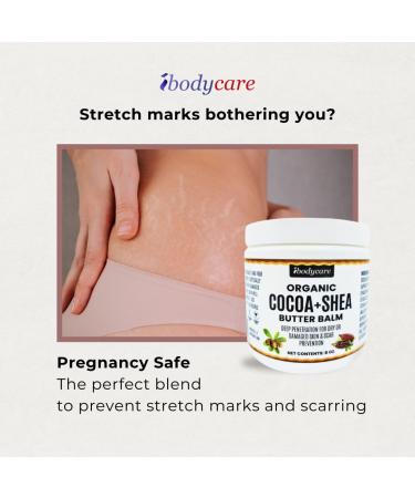 Cocoa Butter Belly & Body Balm - Organic Raw Shea & Coconut Oil | 8 oz Natural Body Butter Blend - Buy Online on GoSupps.com