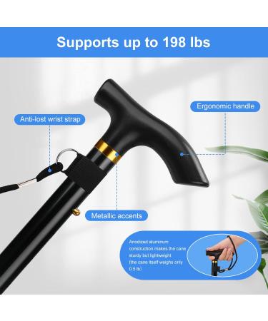 Supregear Folding Walking Stick - Adjustable & Lightweight Collapsible Walking Aid for Elderly Men & Women - Travel Cane in Black - Buy Online on GoSupps.com