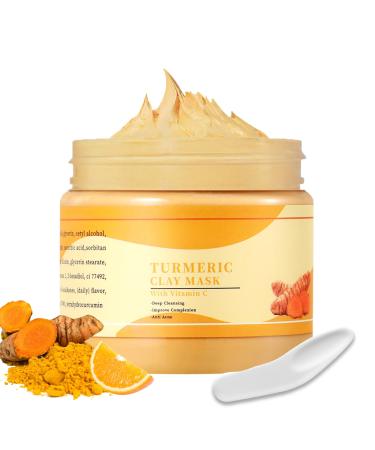 Turmeric Clay Mask with Vitamin C - Dark Spot Remover for Face - Face Masks Skin Care to Deeply Cleansing - Reducing Acne Lighten Skin Tone - Moisturizing Clay Mask for Controlling Oil & Refining Pore